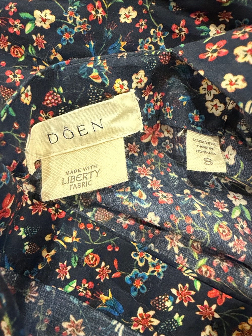 DÔEN Nymphea Blue Liberty Floral Button Back Midi Dress S - Picture 4 of 10